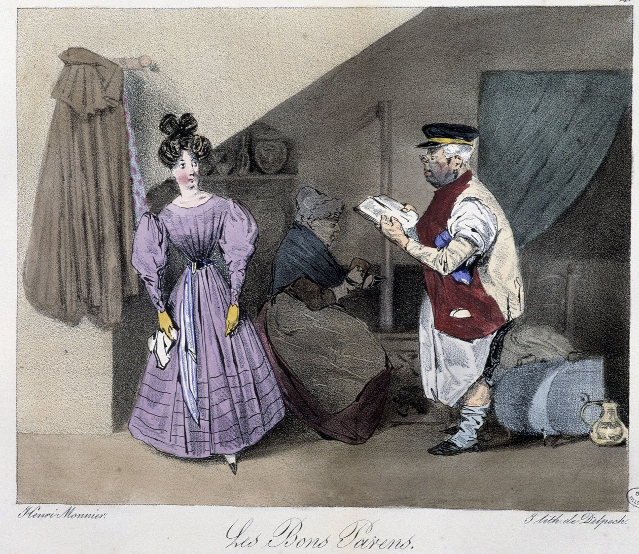 A jó szülők – Henri Monnier „” párizsi vázlataiban”, szerk. Delpech, Párizs alkotó: Henri Bonaventure Monnier