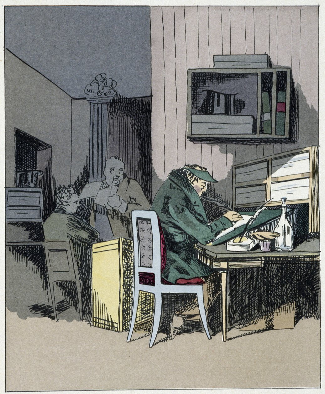Irodai alkalmazott – Henri Monnier „Adminisztratív szokásaiban”. alkotó: Henri Bonaventure Monnier