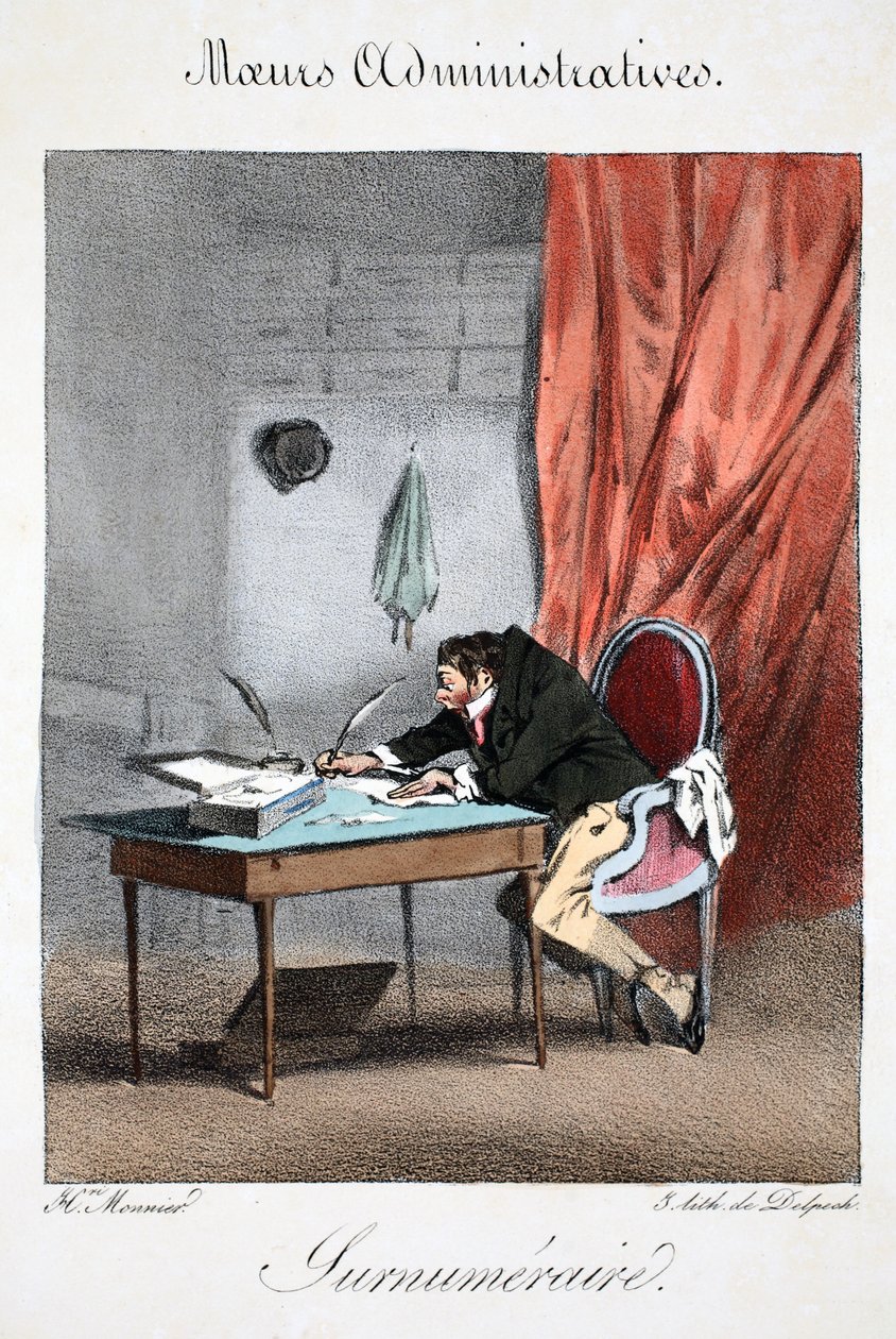 Surnuméraire, illusztráció Henri Monnier "Moeurs Administratives, Dessinées D