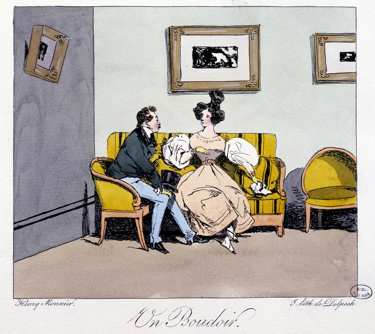 Egy budoár – Henri Monnier „Régebben és ma” című kötetében, szerk. Delpech, Párizs alkotó: Henri Bonaventure Monnier