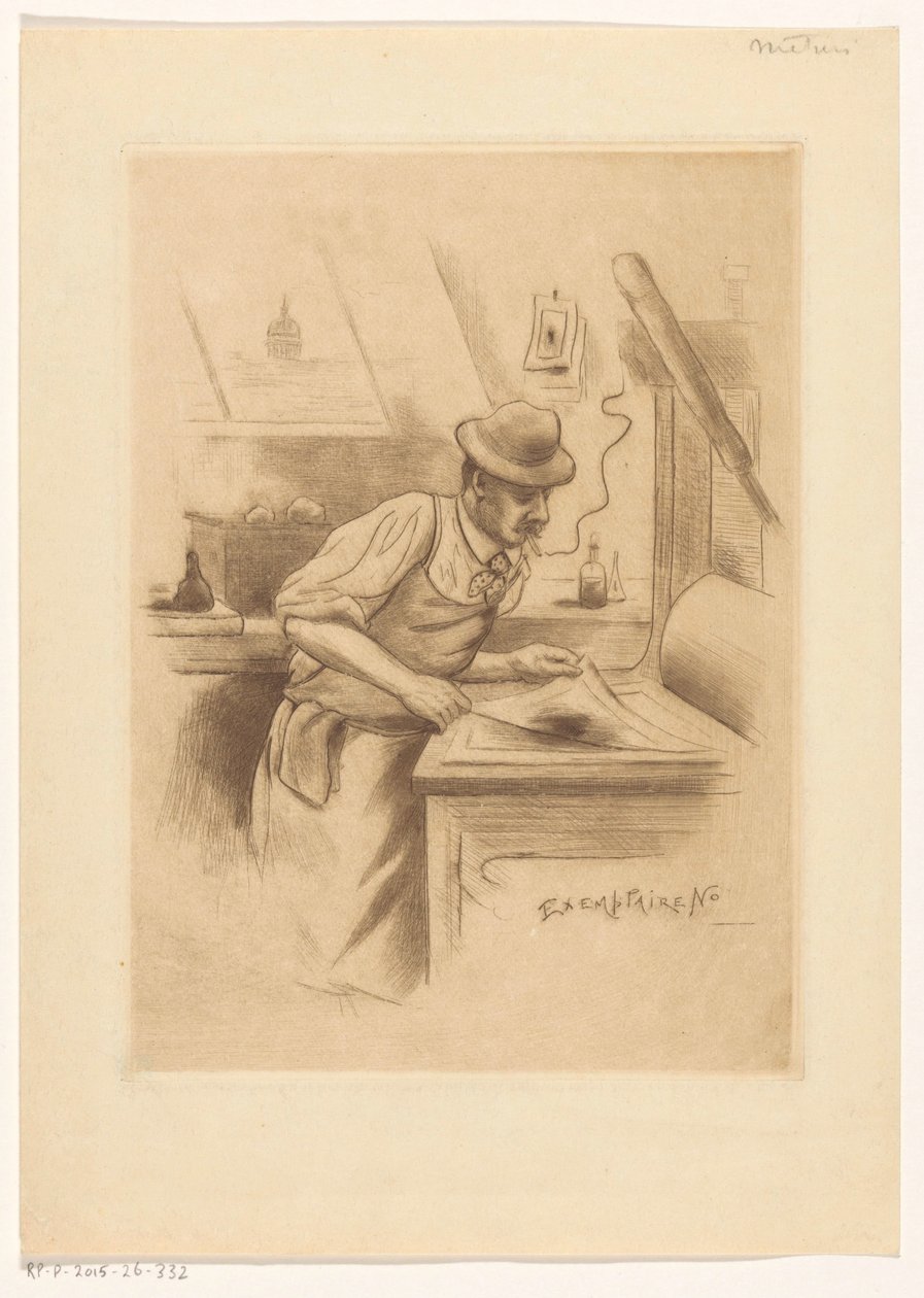 Nyomtató a stúdiójában alkotó: Henri Boutet (possibly)
