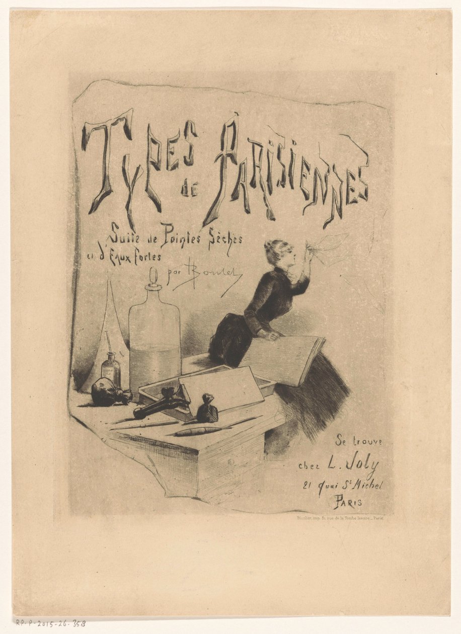 Nyomdász anyagai és eszközei Types de Parisiennes (sorozat címe az objektumon) alkotó: Henri Boutet
