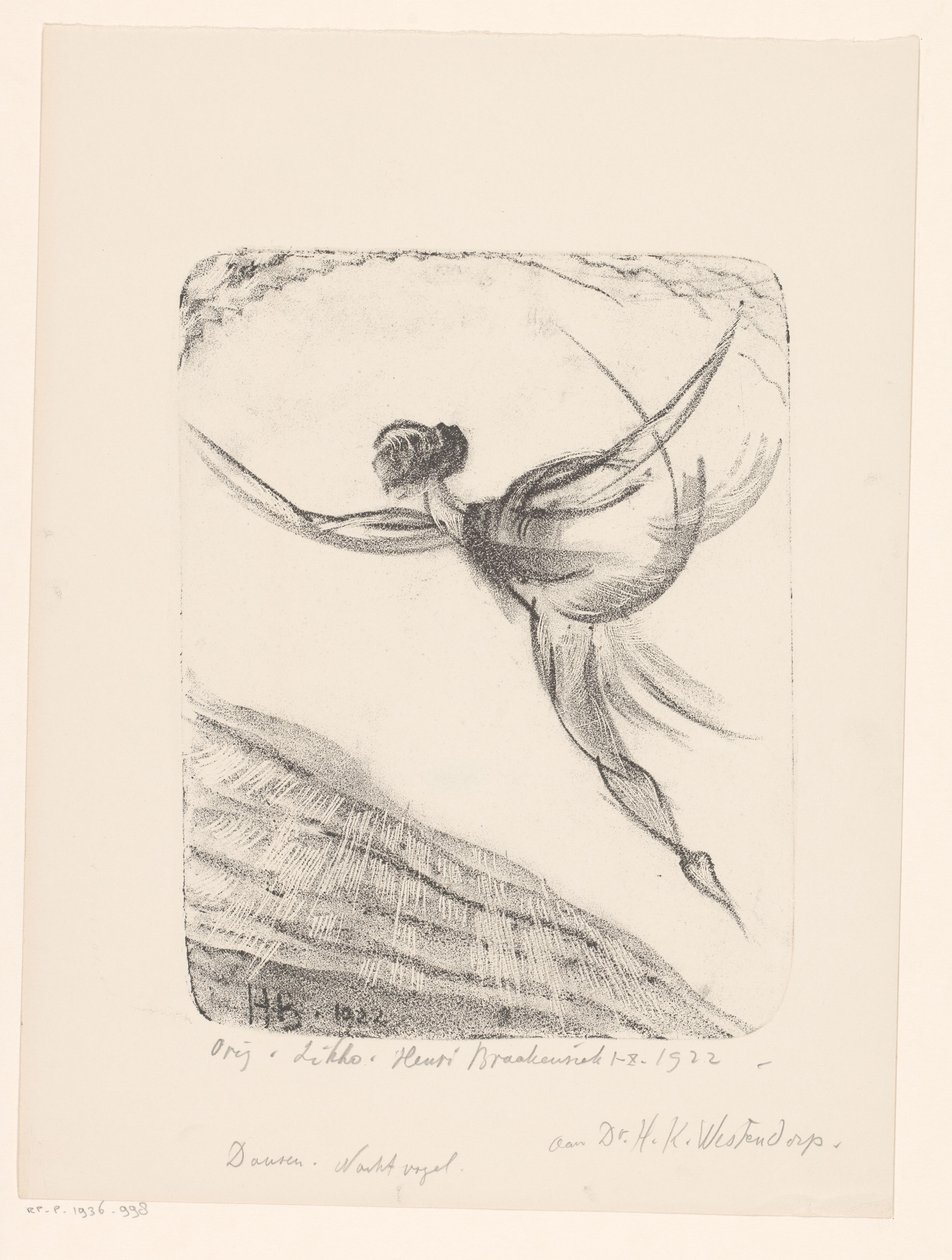 Táncolni. Éjszakai madár (eredeti cím a tárgyon) alkotó: Henri Braakensiek (signed by artist)