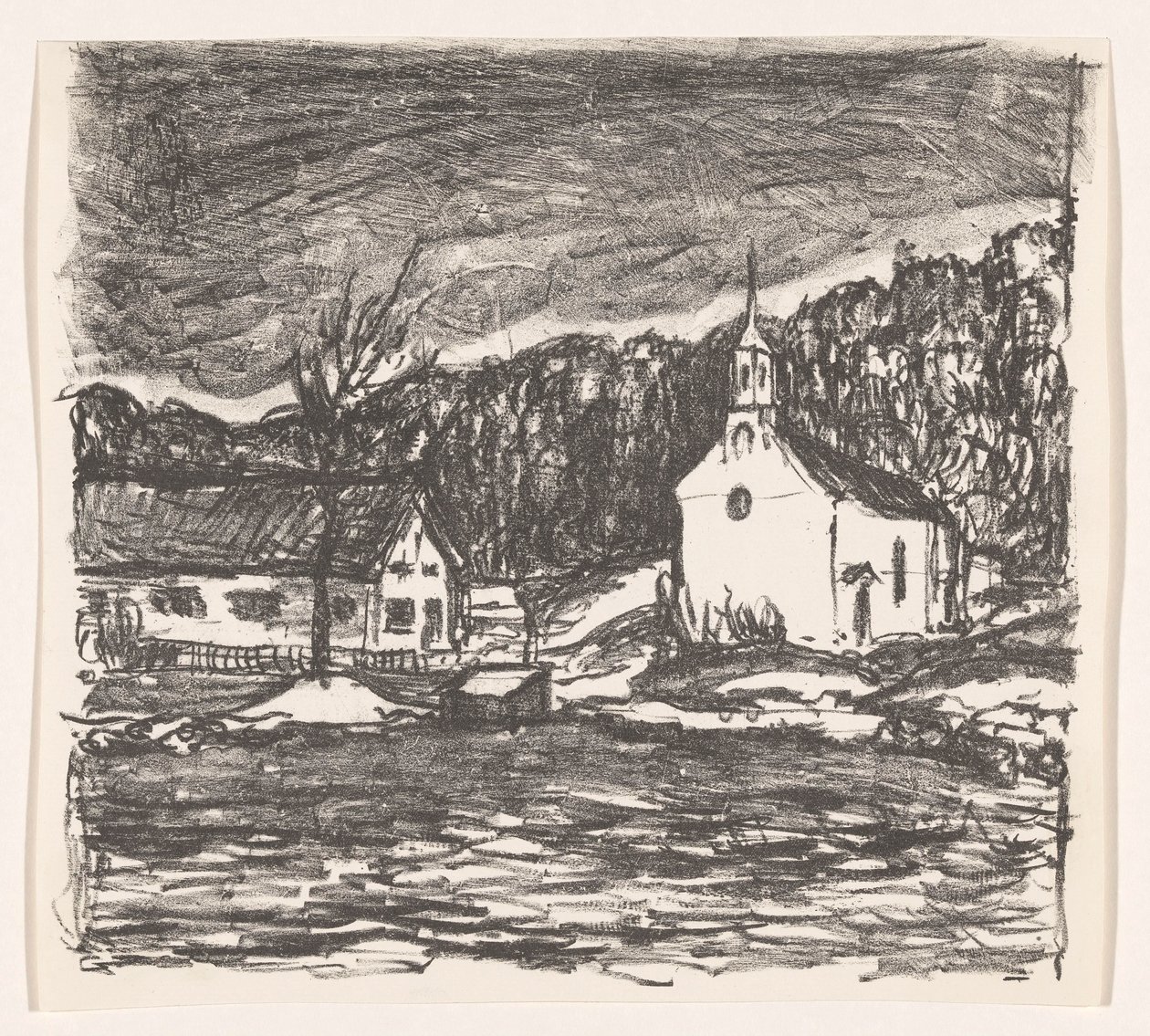 Dombos táj templommal Starnberger See (eredeti cím) alkotó: Henri Braakensiek (signed by artist)