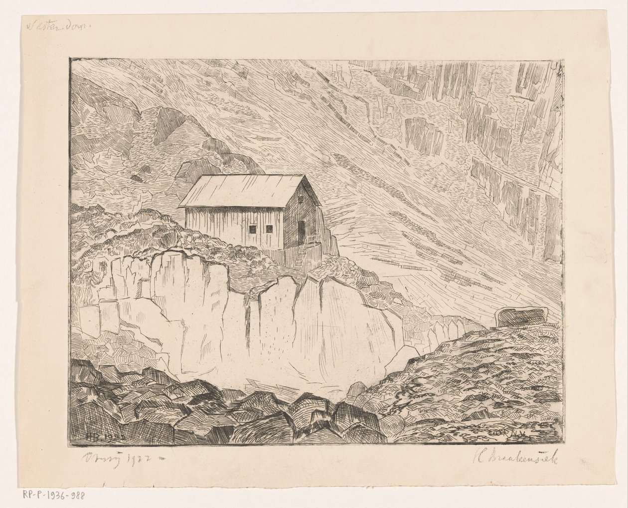 Ház egy hegyen alkotó: Henri Braakensiek (signed by artist)