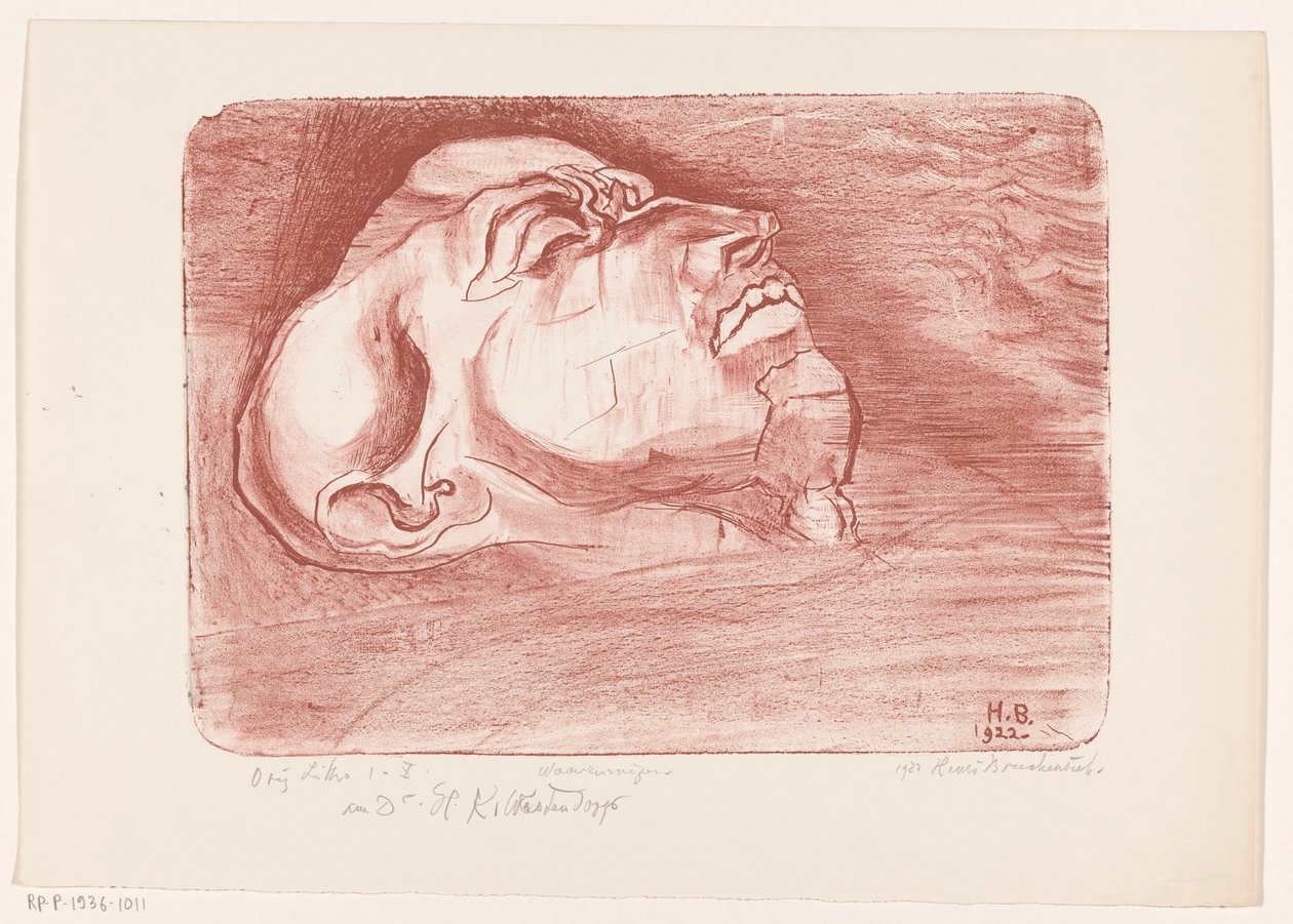 Fekvő alak csukott szemmel Madmen (eredeti sorozatcím az objektumon) alkotó: Henri Braakensiek (signed by artist)