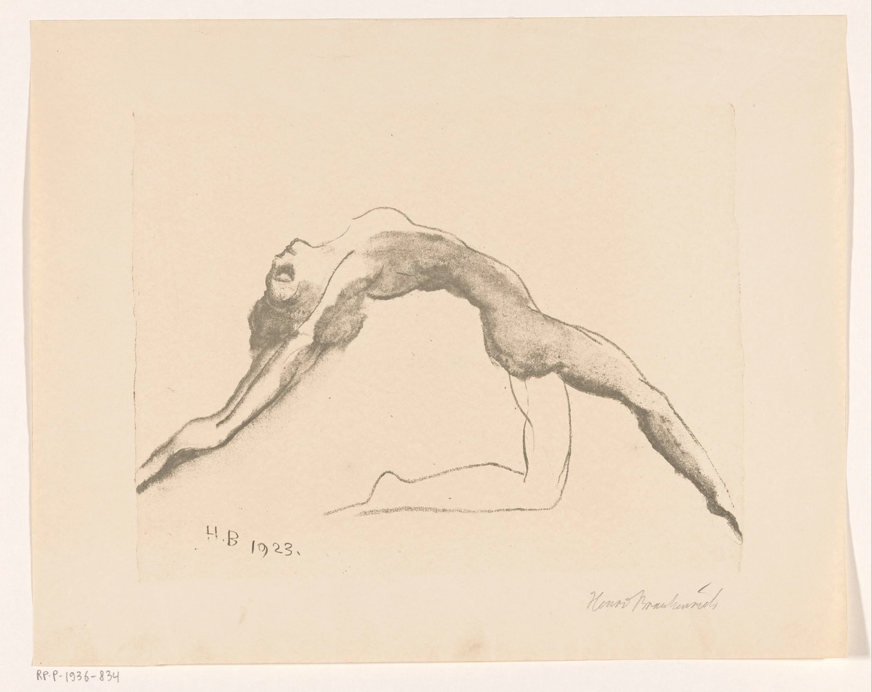 Meztelen nő ugrás hátra alkotó: Henri Braakensiek (signed by artist)