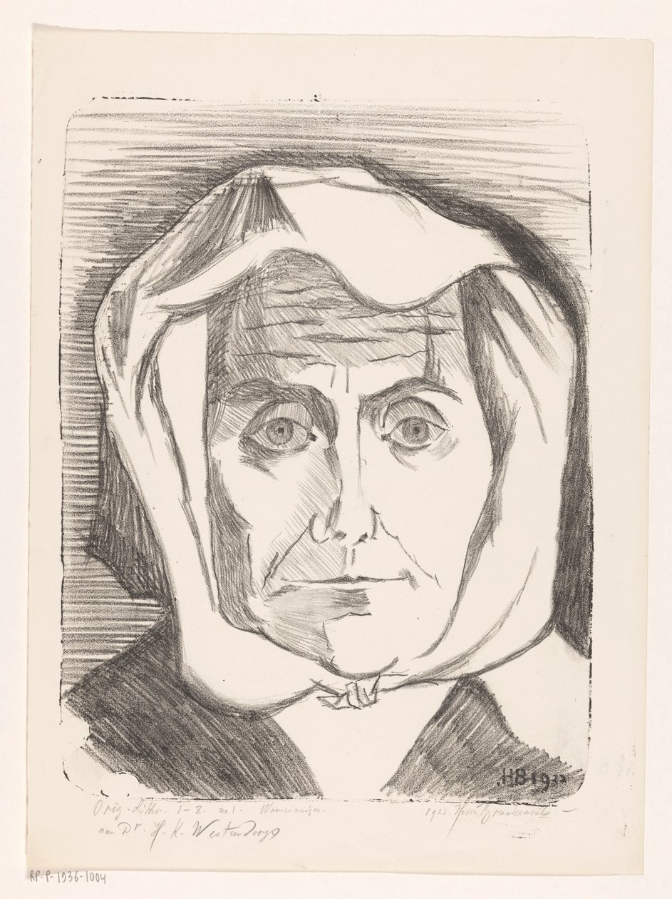 Egy ismeretlen nő portréja Insane (eredeti sorozatcím a tárgyon) alkotó: Henri Braakensiek (signed by artist)