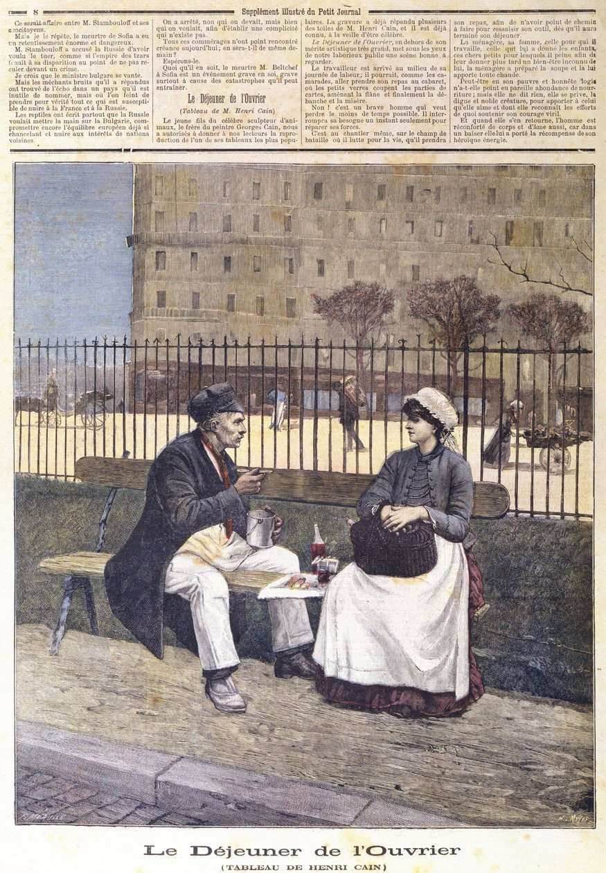 The Workers Lunch, a Le Petit Journalból, 1891 alkotó: Henri Cain