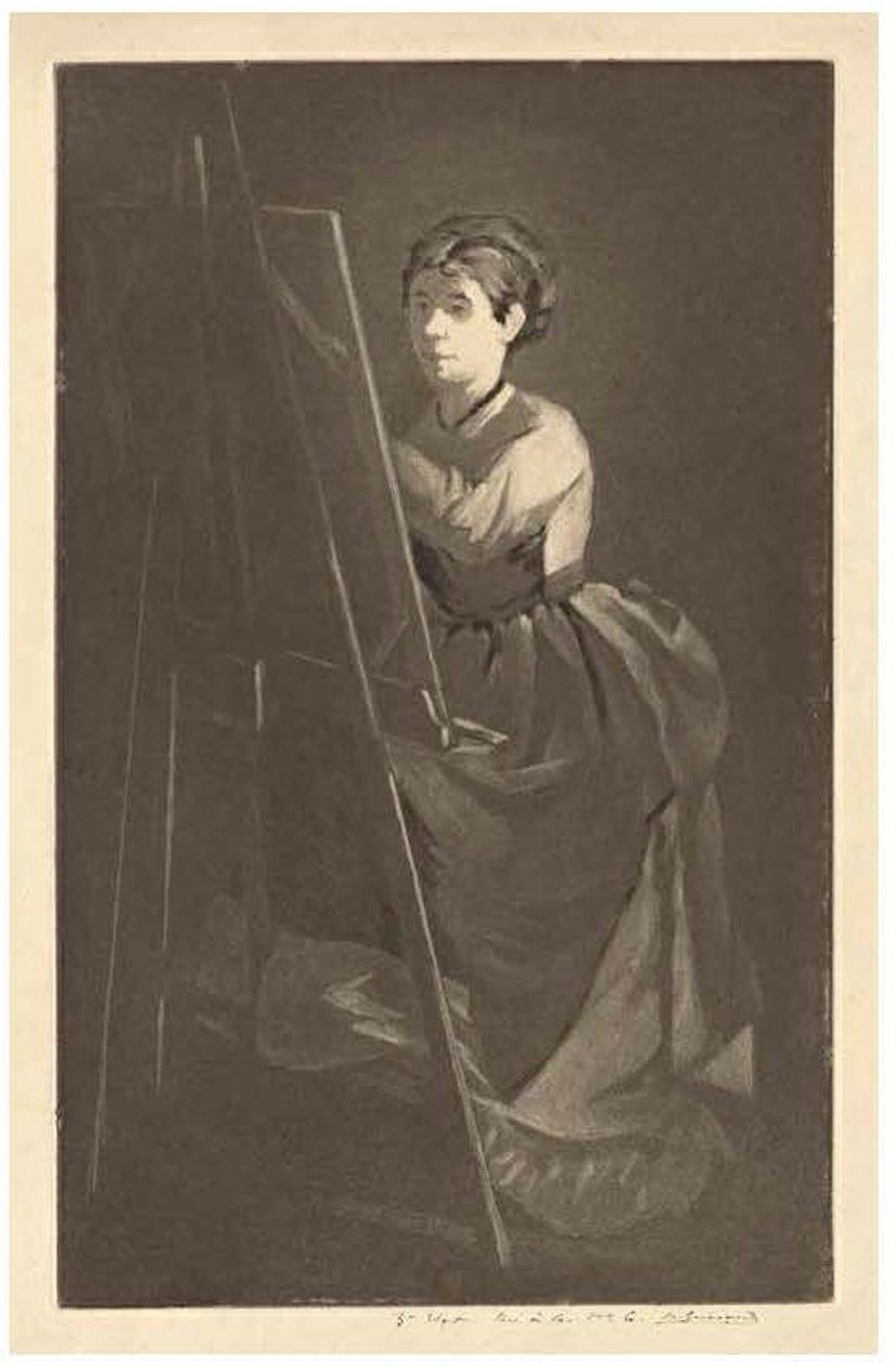 A festőállványnál – Jeanne Gonzalès művész portréja alkotó: Henri Charles Guérard