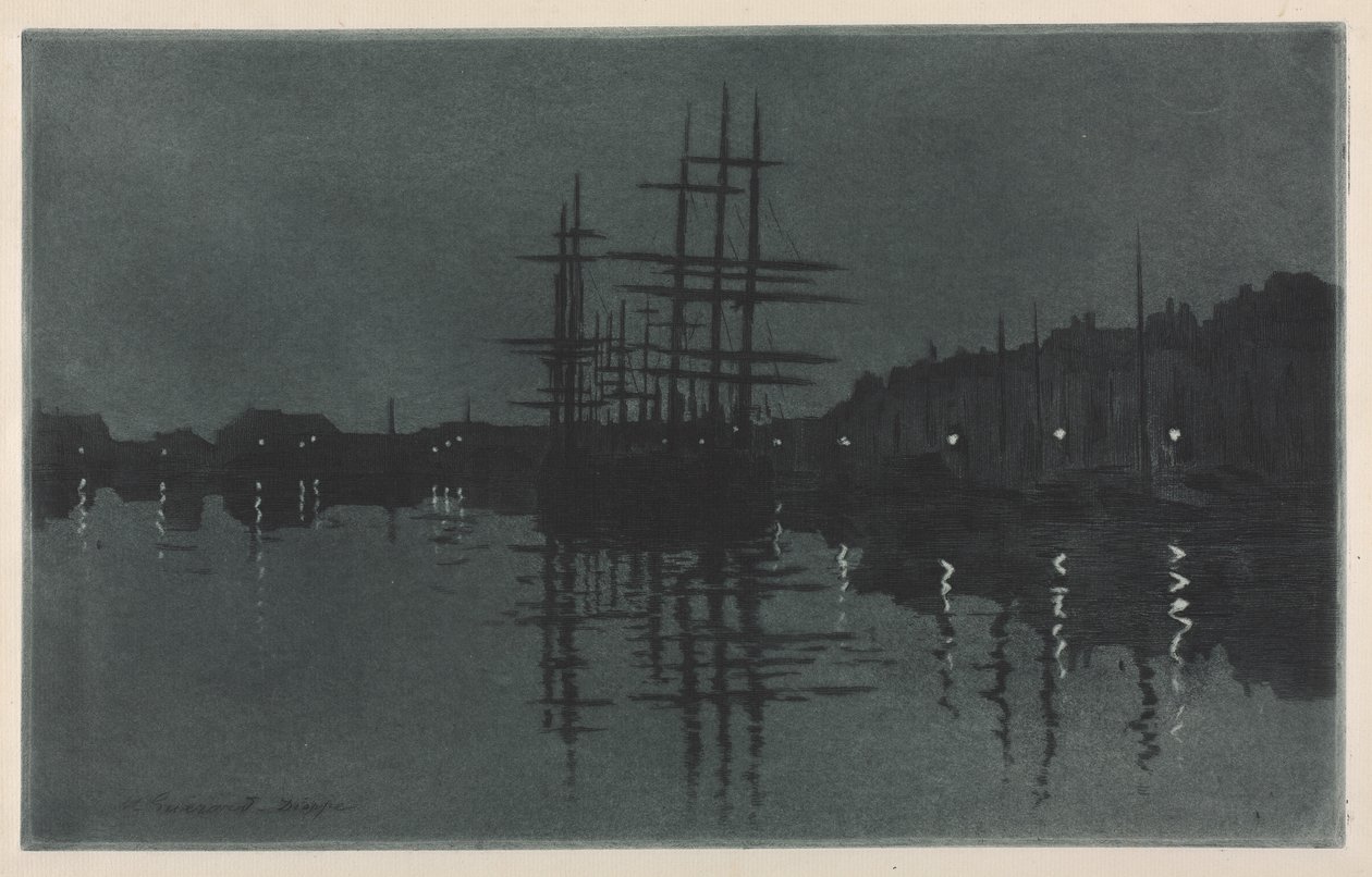 A Hold hatása Dieppe-nél, c. 1885. alkotó: Henri Charles Guérard