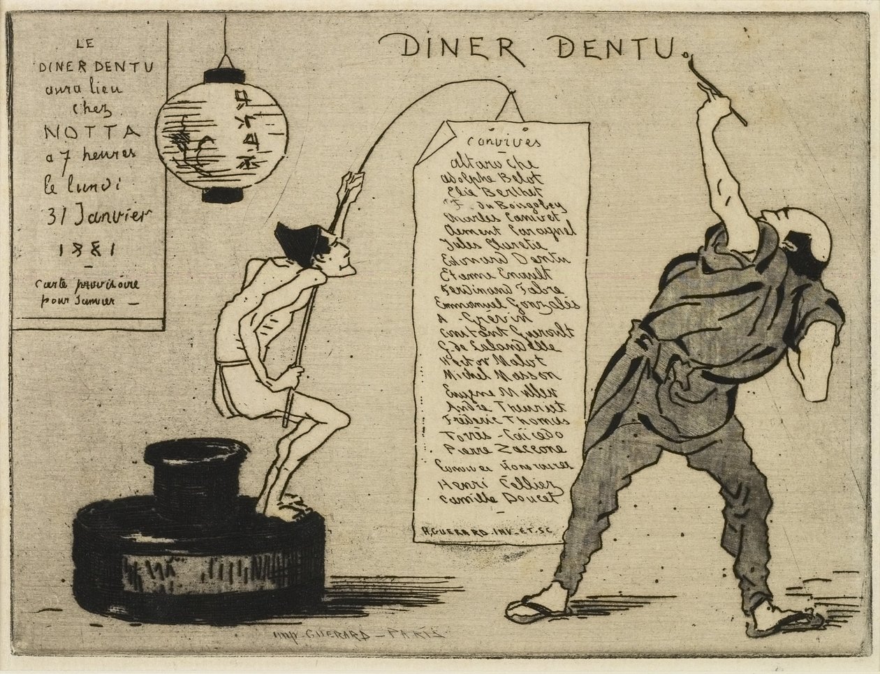 Japán tintatartón, 1881 (rézkarc, szárazhús) alkotó: Henri Charles Guérard
