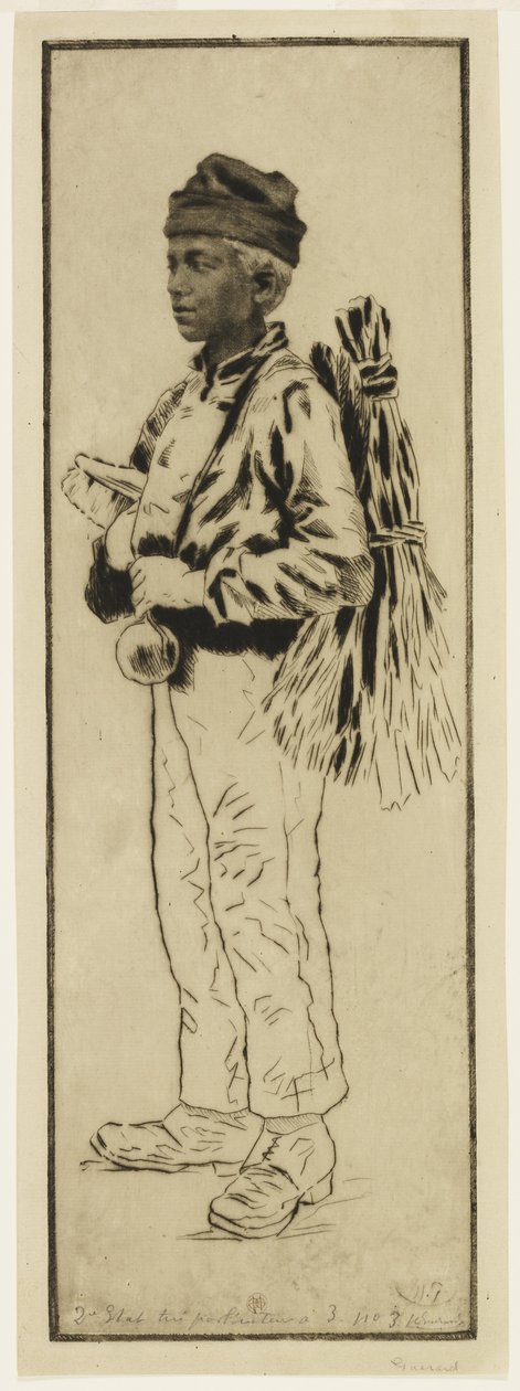Le ramoneur (A kéményseprő), 1890 körül (rézkarc és szárazhús) alkotó: Henri Charles Guérard