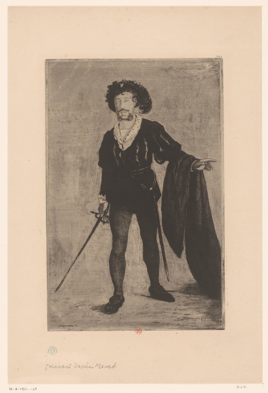 Jean-Baptiste Faure portréja Hamlet szerepében alkotó: Henri Charles Guérard