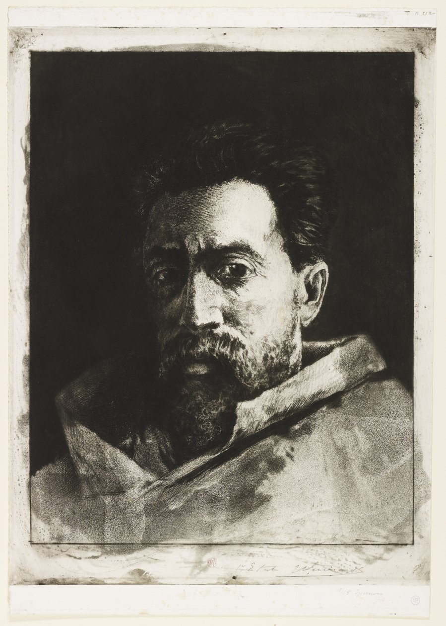 Önarckép, 1888 körül (rézkarc és szárazhús) alkotó: Henri Charles Guérard