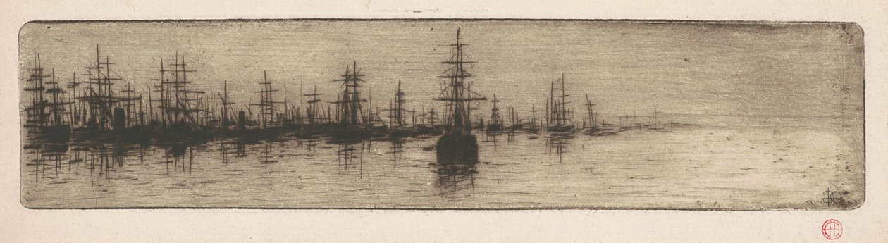 Magas hajók a kikötőben alkotó: Henri Charles Guérard