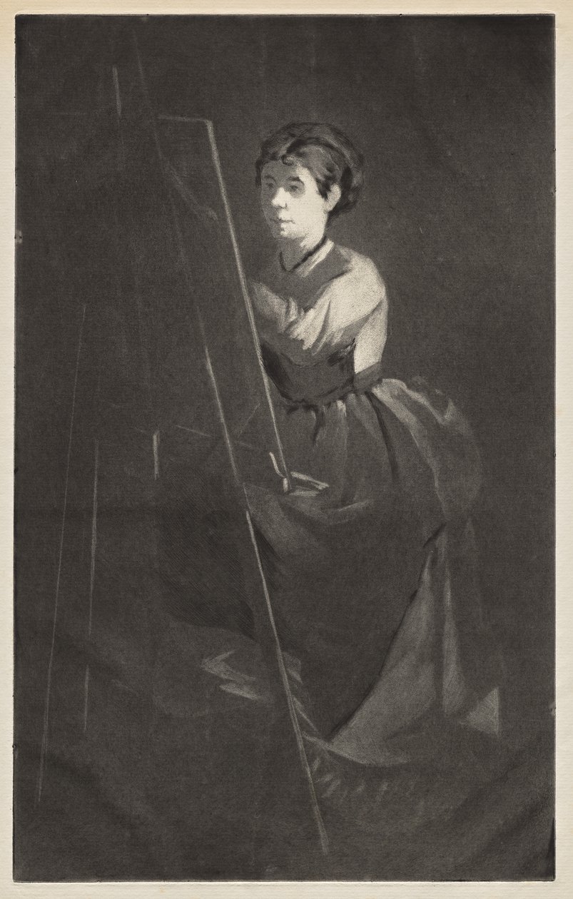 Fiatal nő a festőállványon alkotó: Henri Charles Guérard