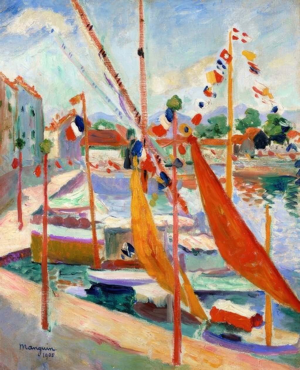 július 14-én St. Tropezben alkotó: Henri Charles Manguin
