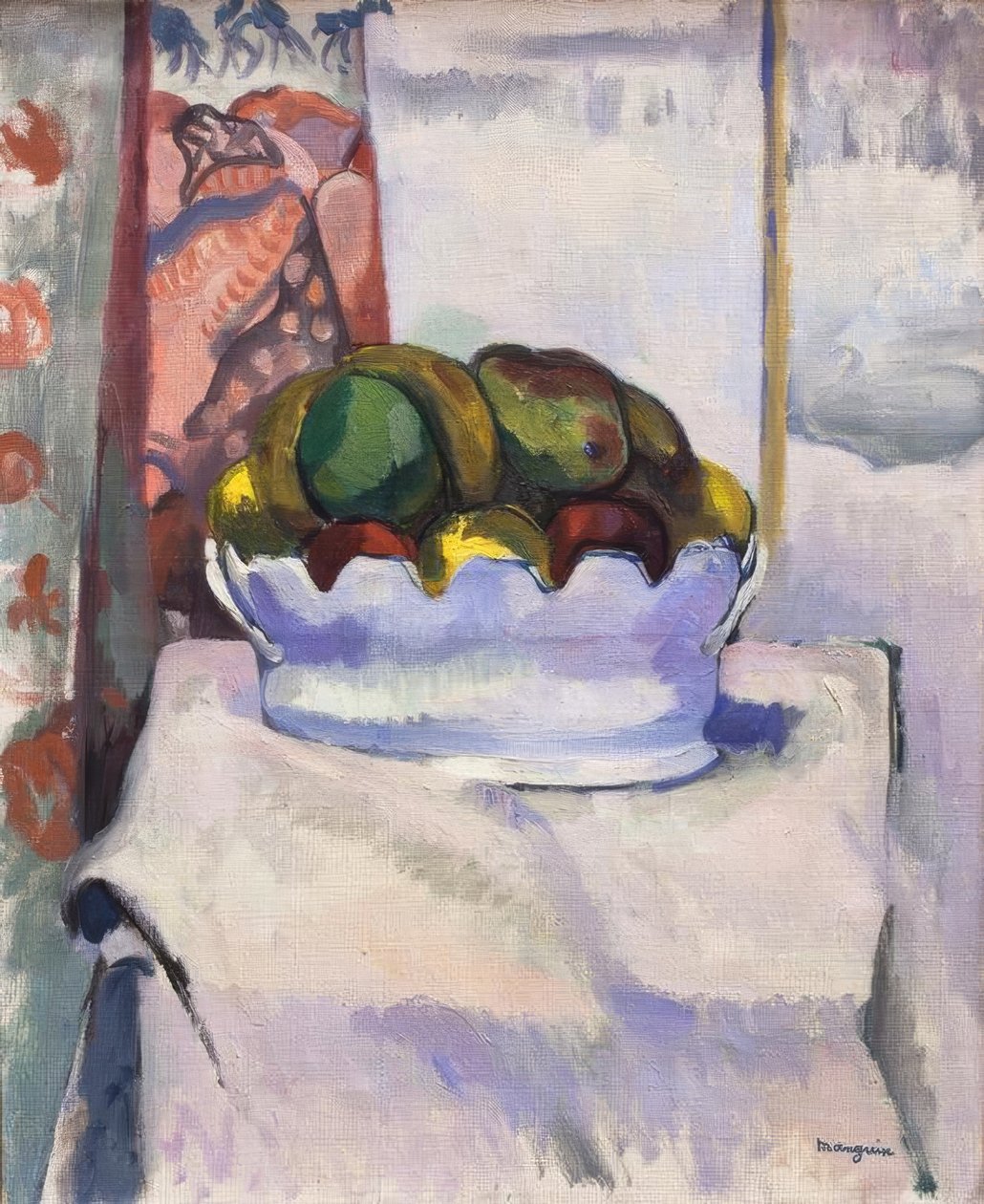 Gyümölcsök és moustier (agyagedények) alkotó: Henri Charles Manguin