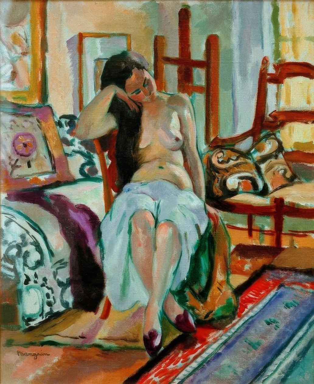 Akt belső térben alkotó: Henri Charles Manguin