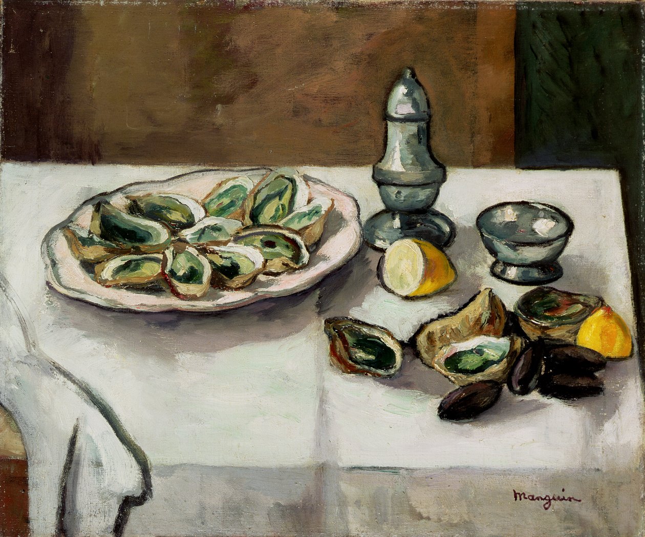 Csendélet osztrigával alkotó: Henri Charles Manguin