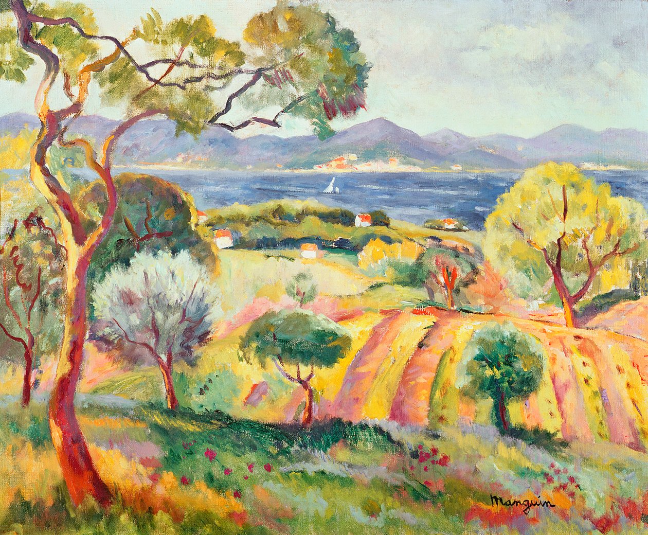 A St. Tropezi-öböl, 1918 körül (olaj, vászon) alkotó: Henri Charles Manguin