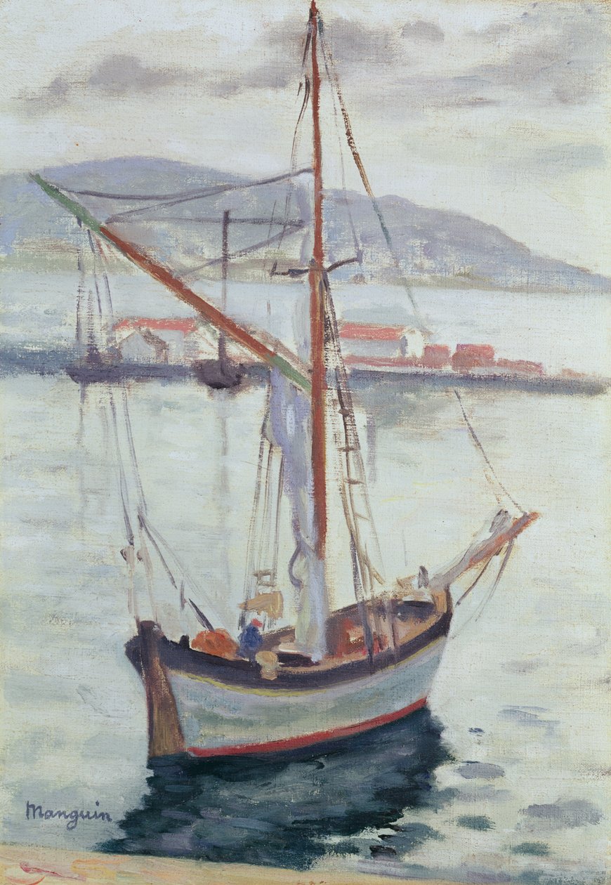Jachtok Saint Tropezben (olaj, vászon) alkotó: Henri Charles Manguin