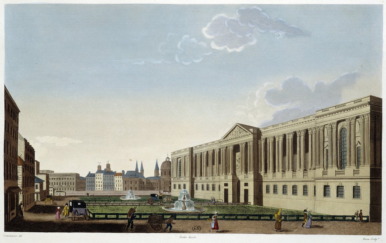 A Louvre oszlopcsarnoka, 1820 körül – Courvoisier „" Párizsi kilátások" című filmben alkotó: Henri Courvoisier Voisin