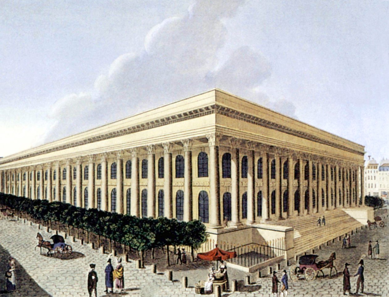 Párizsi Értéktőzsde, 19. század eleje (metszet) alkotó: Henri Courvoisier Voisin