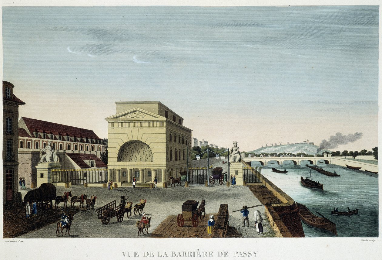 Barrière de Passy - Courvoisier "" Párizsi kilátásban 1810-ben: Párizs korlátai" című filmben, alkotó: Henri Courvoisier Voisin