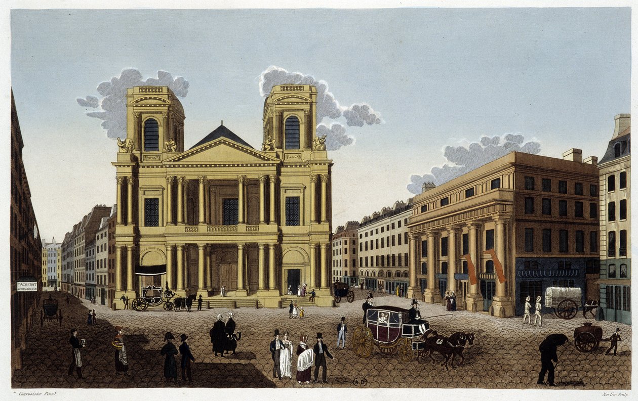 Saint-Eustache templom, 1820 körül – Courvoisier „Párizsi kilátásai” című könyvében alkotó: Henri Courvoisier Voisin