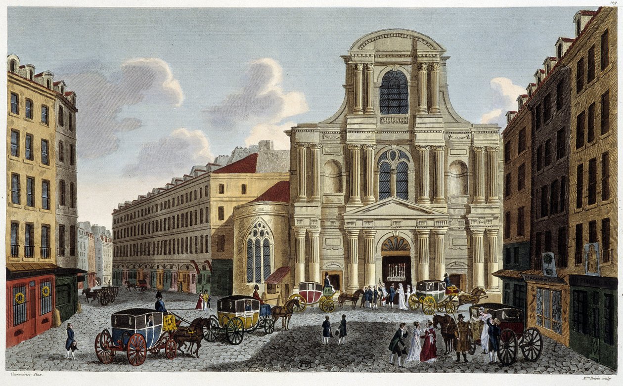 Saint-Gervais-templom, 1820 körül – Courvoisier „Párizsi kilátásai” című művében alkotó: Henri Courvoisier Voisin