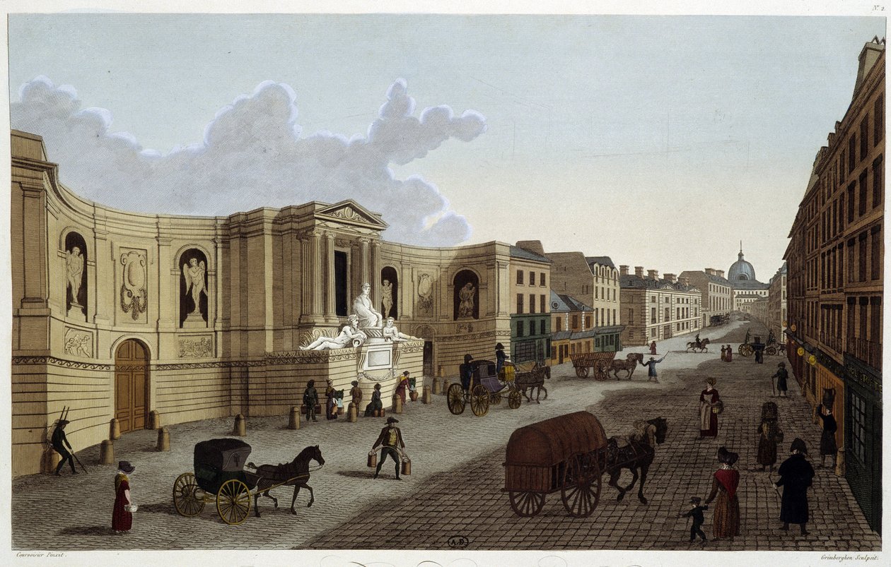 A rue de Grenelle szökőkútja, 1820 körül a Courvoisier 1827-es ""Kilátásai Párizsra" című művében alkotó: Henri Courvoisier Voisin