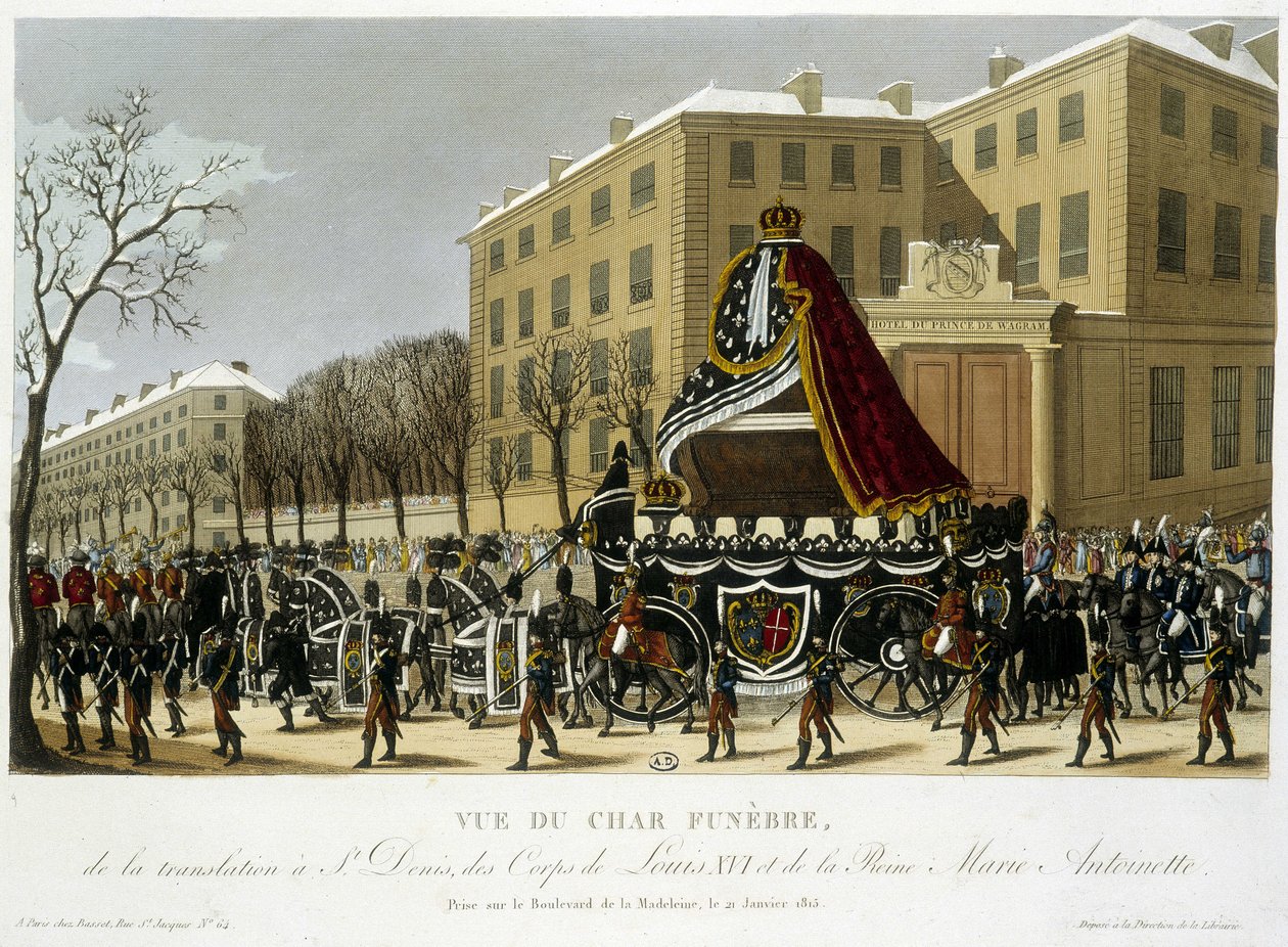 Temetési szekér XVI. Lajos és Marie Antoinette Szent Denisnek való fordításából január 21-én alkotó: Henri Courvoisier Voisin