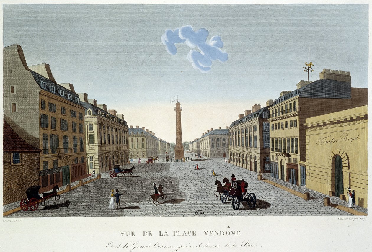 Place Vendôme, kilátás a Rue de la Paix-ra – Párizs a Courvoisier által alkotó: Henri Courvoisier Voisin