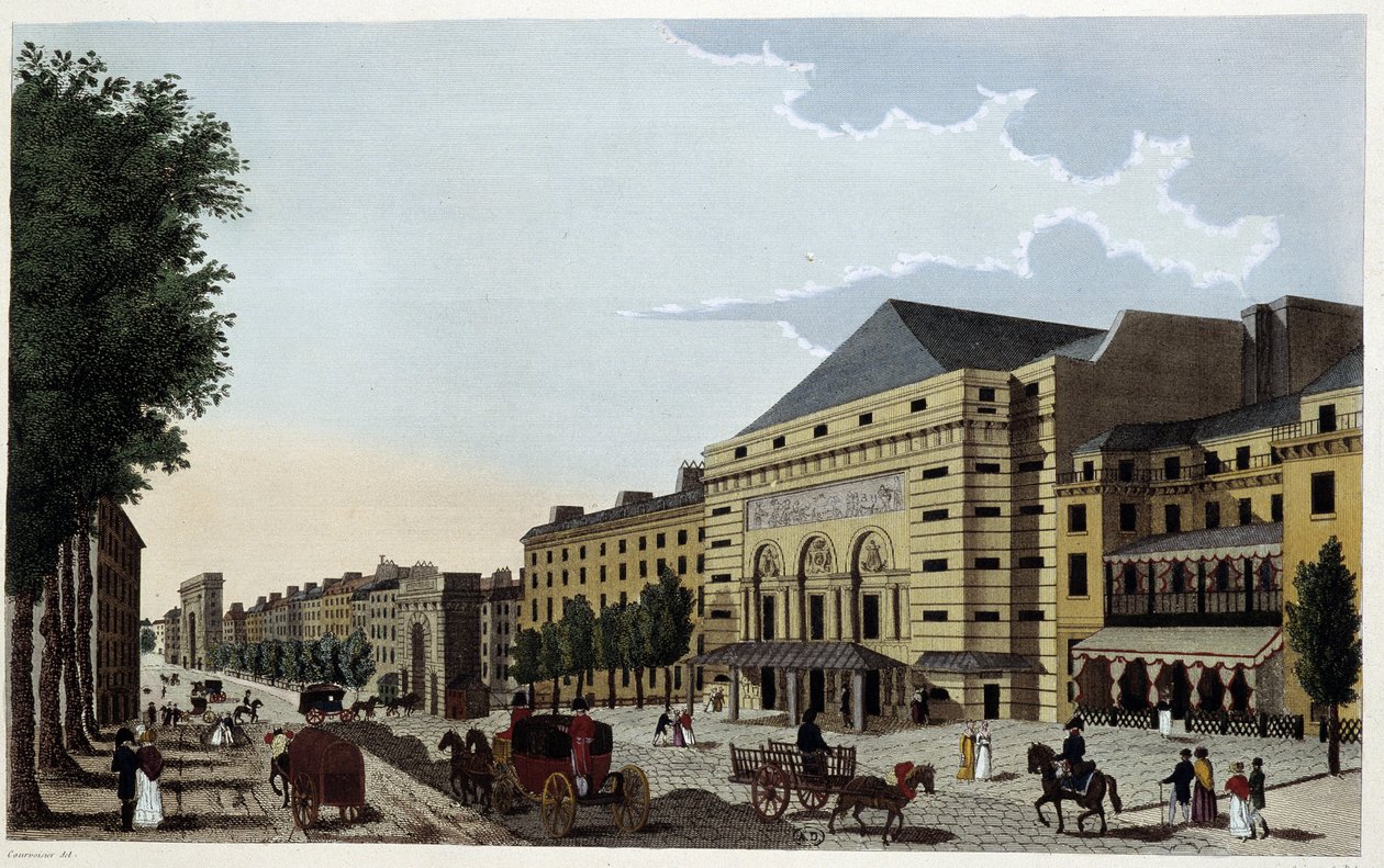 Porte Saint Martin színház. Courvoisier metszet alkotó: Henri Courvoisier Voisin