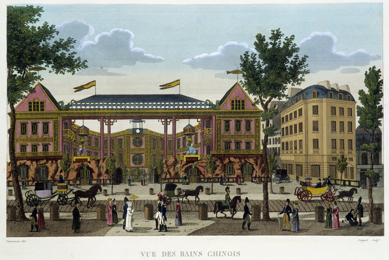 A kínai fürdő, 1820 körül a Courvoisier 1827-es "" Párizsi kilátásai" című filmben alkotó: Henri Courvoisier Voisin