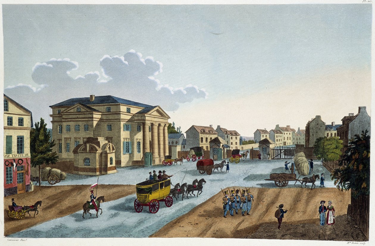 Kilátás a Barrière St Denis-re – Courvoisier „” Párizsi nézetben, 1810 körül: Párizs korlátai” alkotó: Henri Courvoisier Voisin