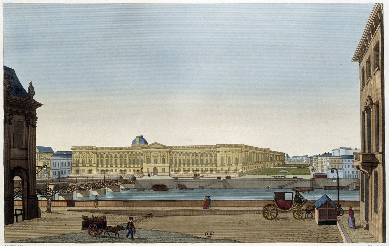 Kilátás a Louvre-ra és a bal parti Pont des Arts-ra – Courvoisier „” Vues de Paris” című művében alkotó: Henri Courvoisier Voisin