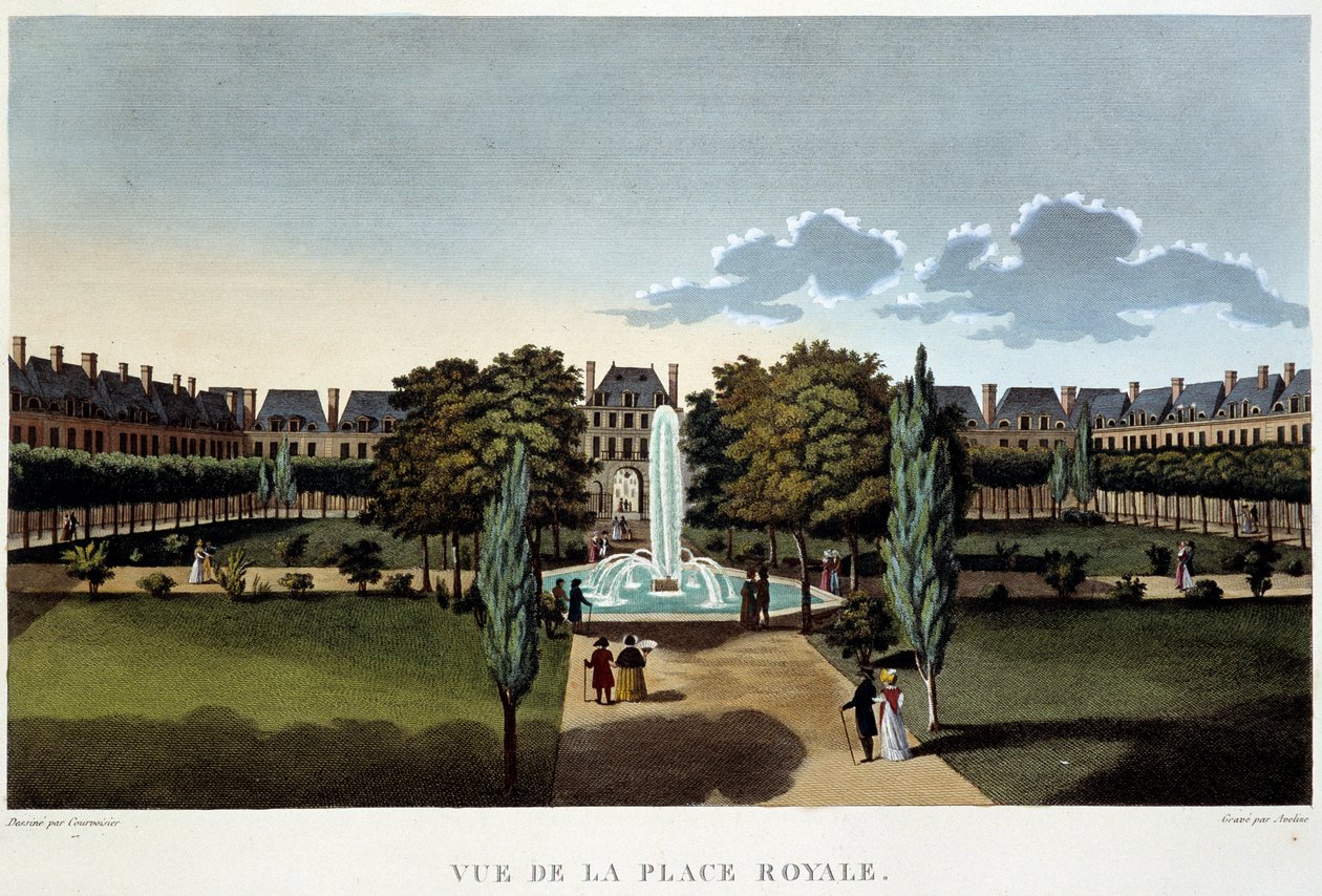Kilátás a Place Royale-ra (Place des Vosges) - Párizs, Courvoisier által alkotó: Henri Courvoisier Voisin