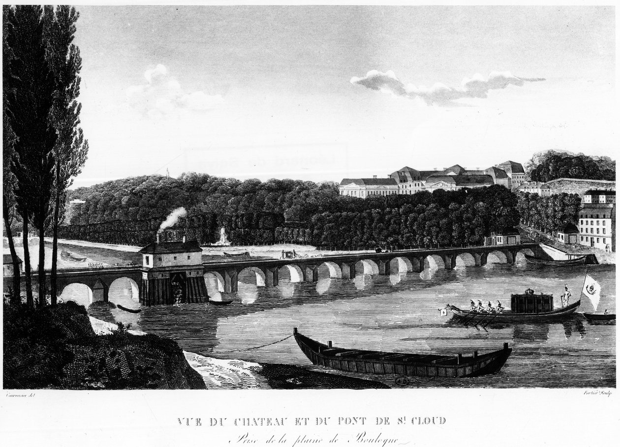 Kilátás a várra és a Saint-Cloud hídjára – Courvoisier rajza alkotó: Henri Courvoisier Voisin