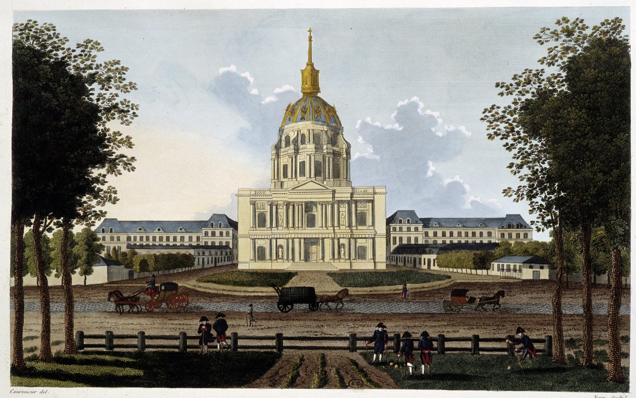 Kilátás a Royal Hotel des Invalides templomára – Courvoisier „” Vues de Paris”-ban alkotó: Henri Courvoisier Voisin