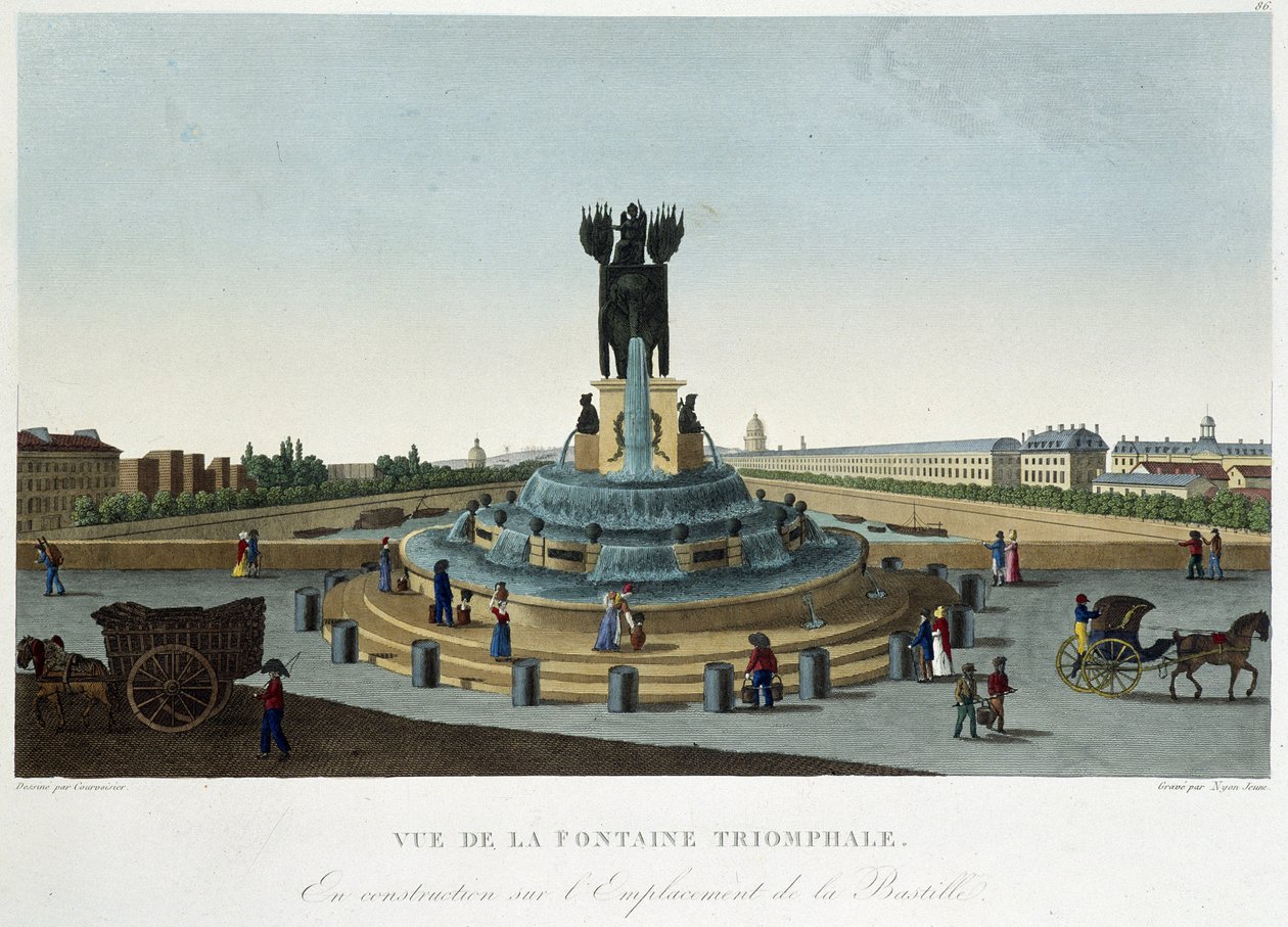 Kilátás a Diadalkútra a Bastille-nál – Courvoisier „" Párizsi kilátások" című részben alkotó: Henri Courvoisier Voisin