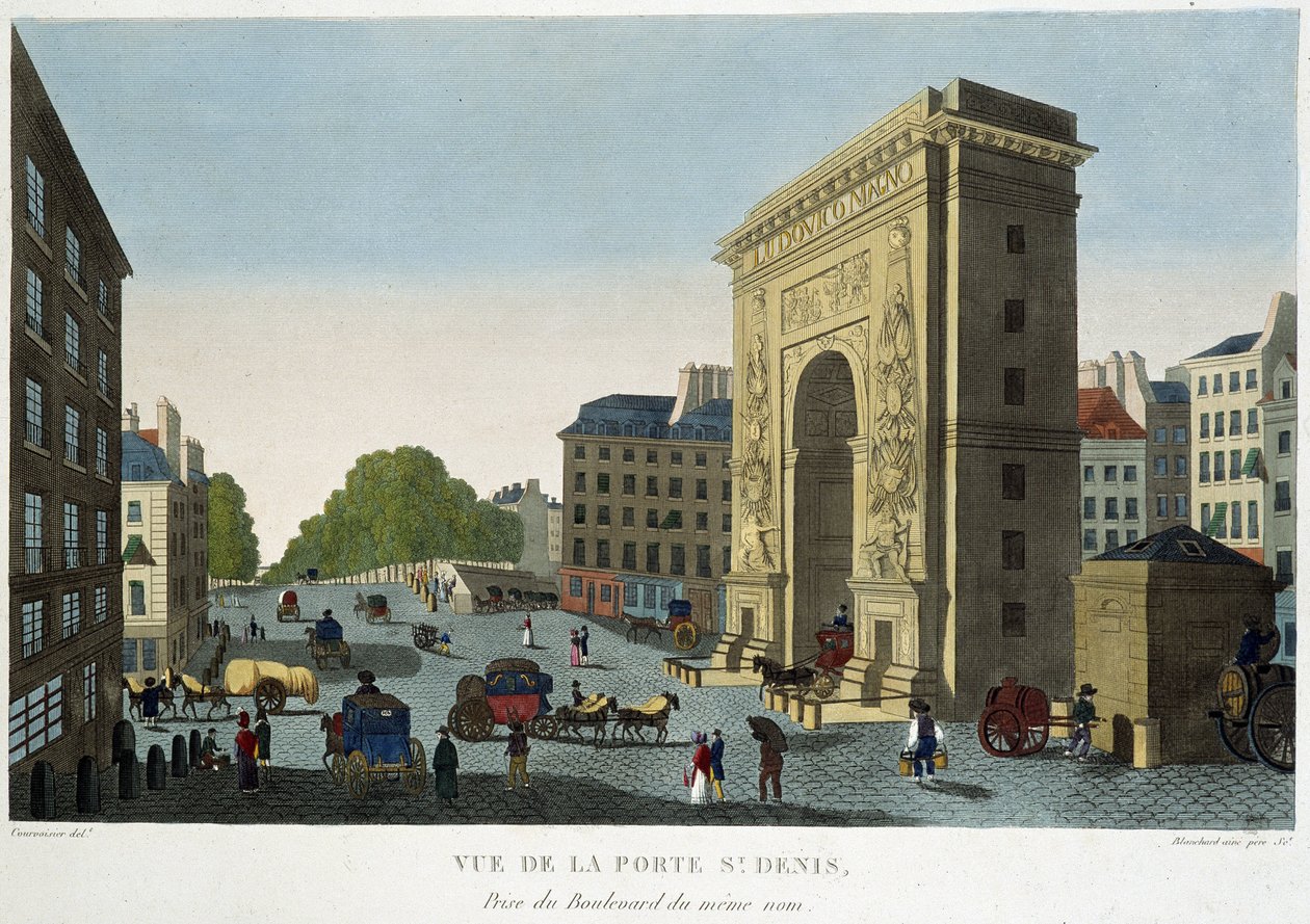 Kilátás a Porte de Saint-Denis-re – Courvoisier „" Párizsi kilátások" című részben alkotó: Henri Courvoisier Voisin