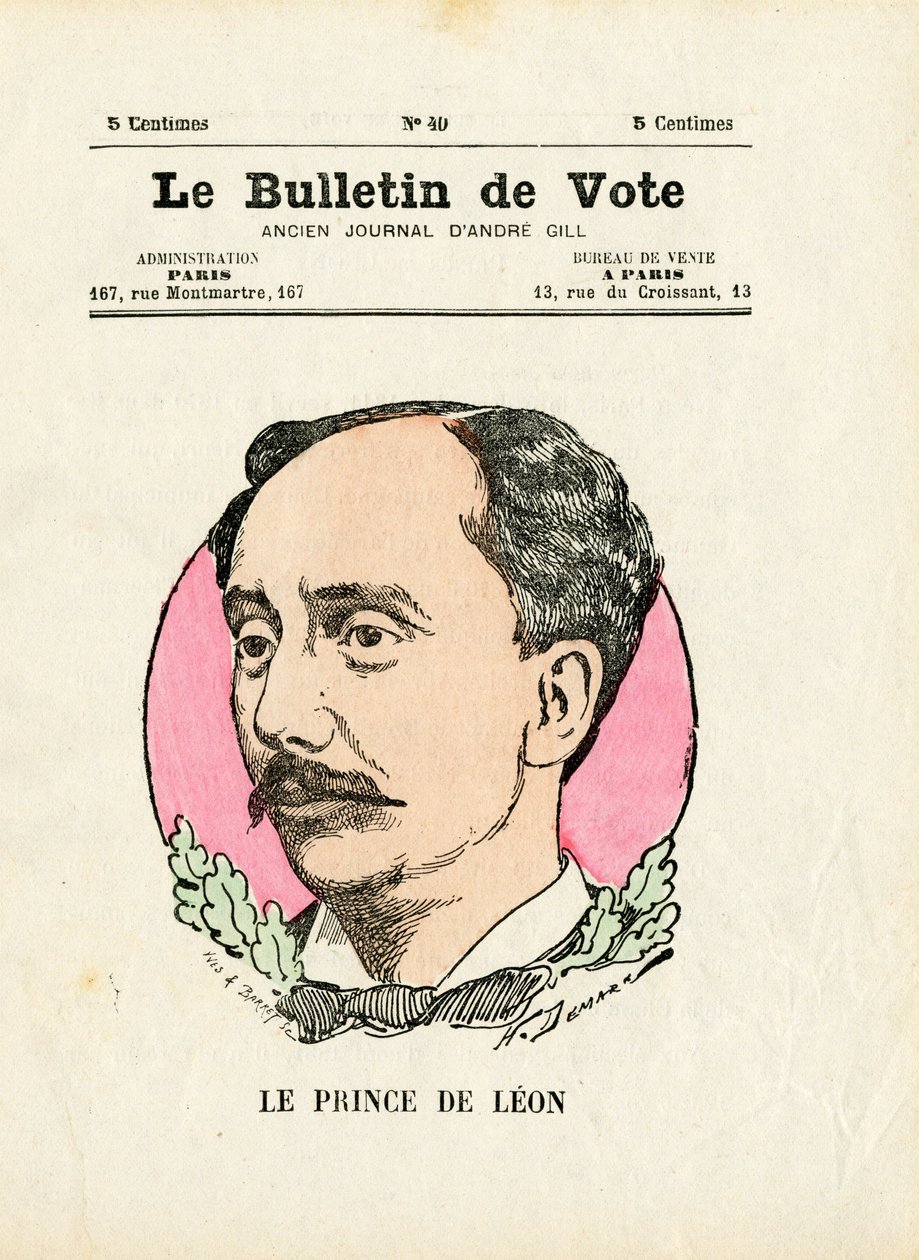 Szatirikus, színes: Leon herceg – Henri Demare (1846-1888) illusztrációja alkotó: Henri Demare
