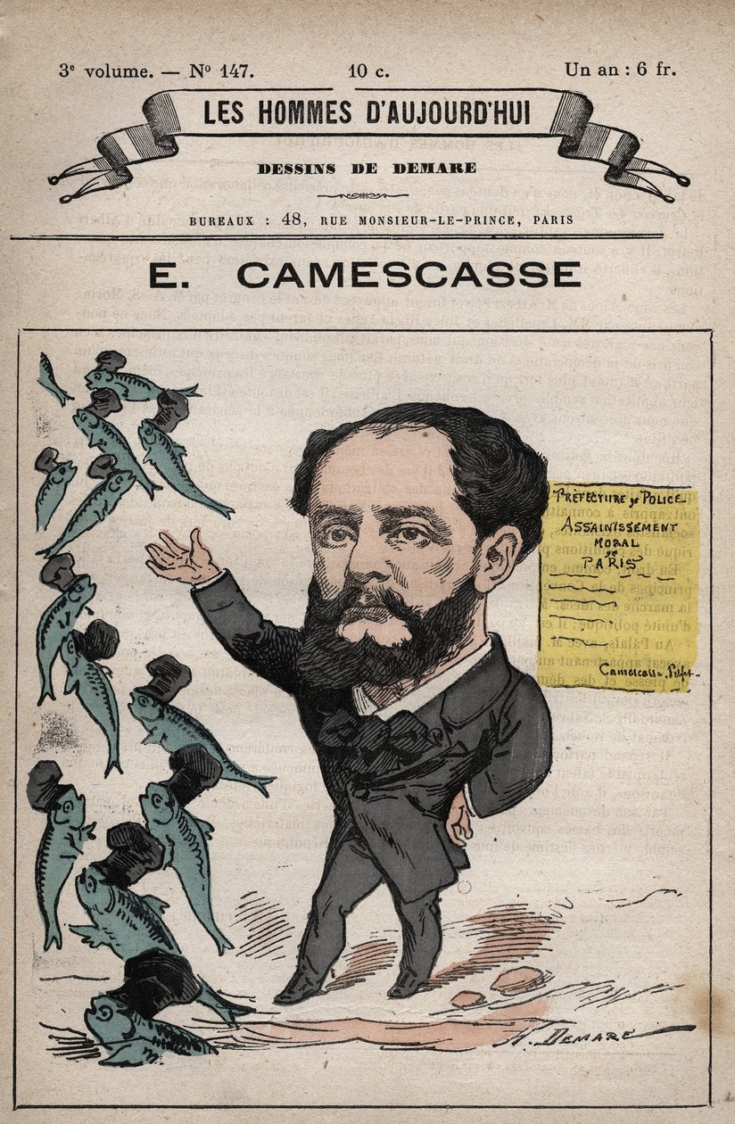 Jean Louis Ernest Camescasse (1838-1897) jogász, francia politikus rajzfilmje - a „Les Hommes d