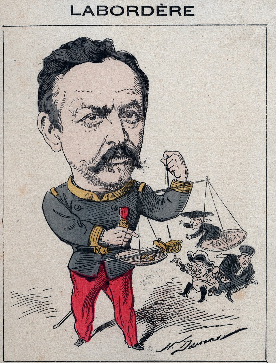 Jean Marie Arthur Labordere, francia katona, politikus, a Szajna szenátora – Henri Demare rajzfilmje a „Les Hommes d