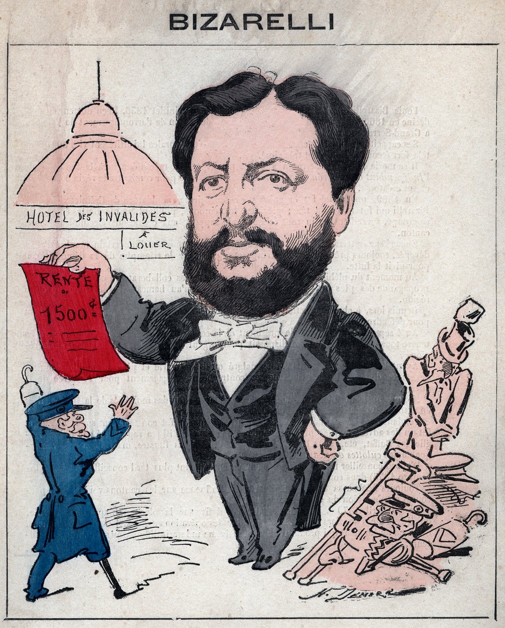 Louis Bizarelli francia politikus (1836-1902) - Henri Demare rajzfilmje a „Les Hommes d