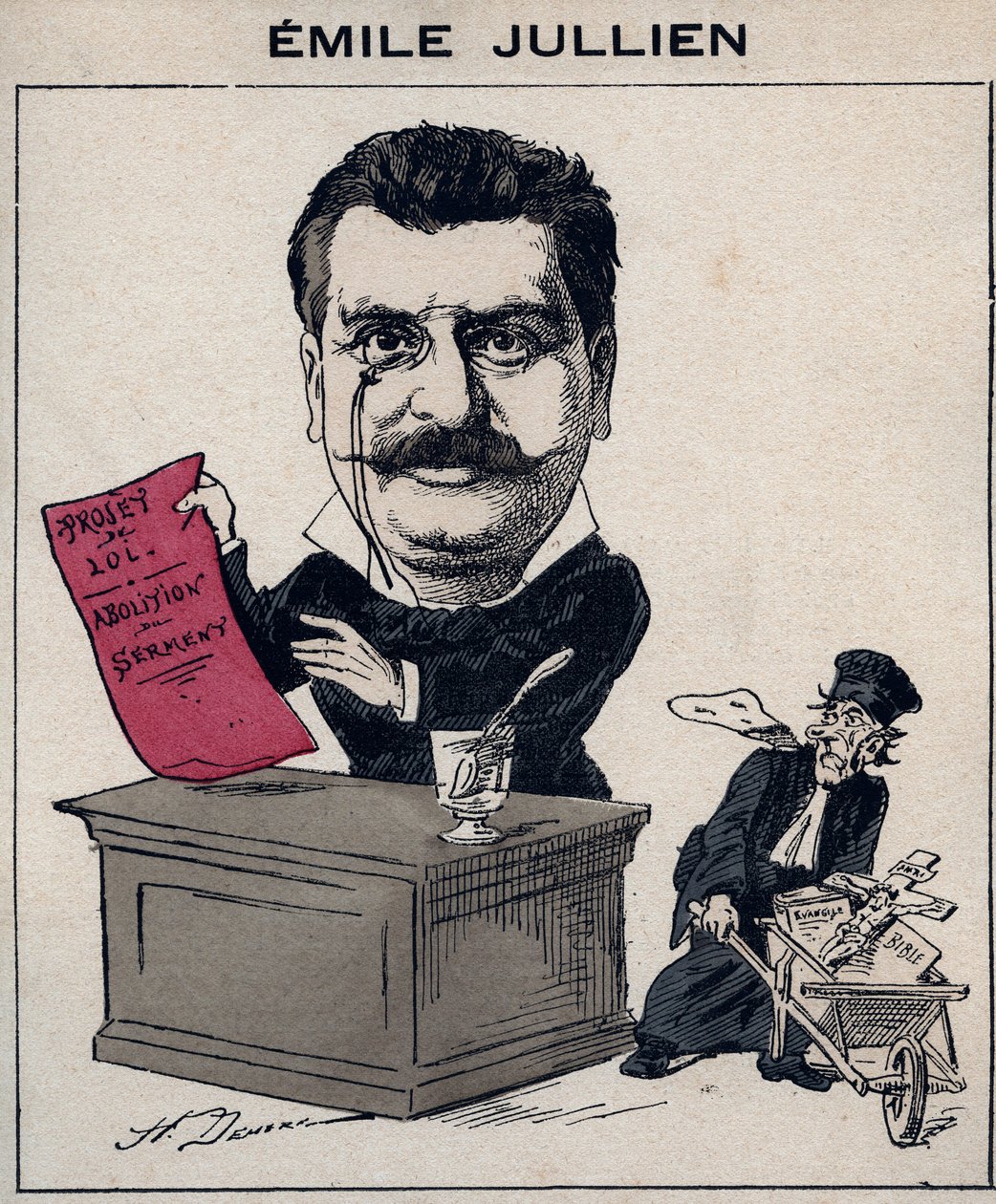 Philippe Emile Jullien (1845-1912), francia politikus portréja – Henri Demare rajzfilmje a „Les Hommes d