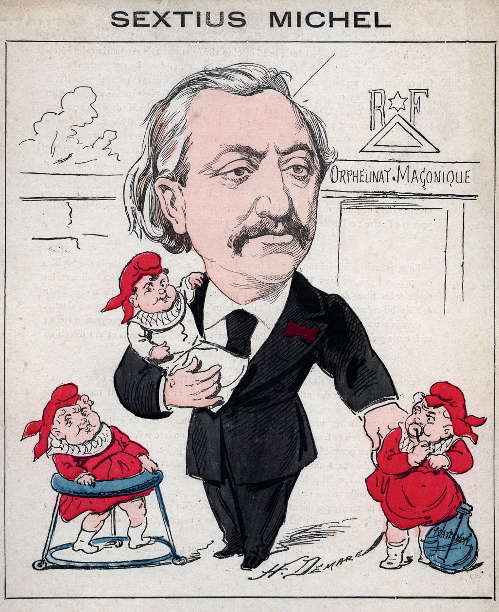 Sextius Michel (1827 - 1906) politikus és provence-i író, az ok - karikatúra Henri Demare a „Les Hommes d